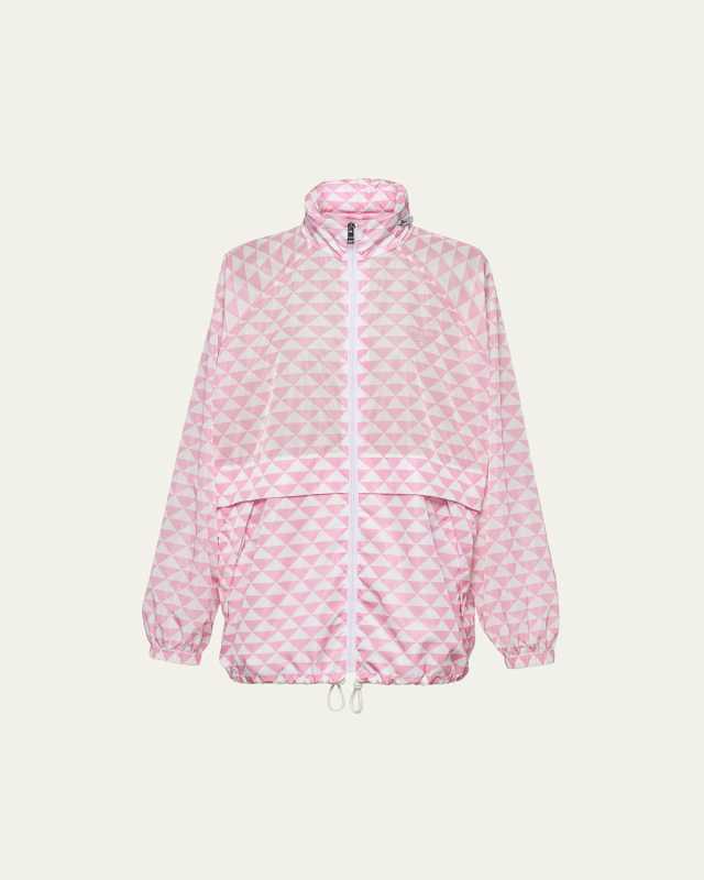Re-Nylon Triangle-Print Hooded Jacket