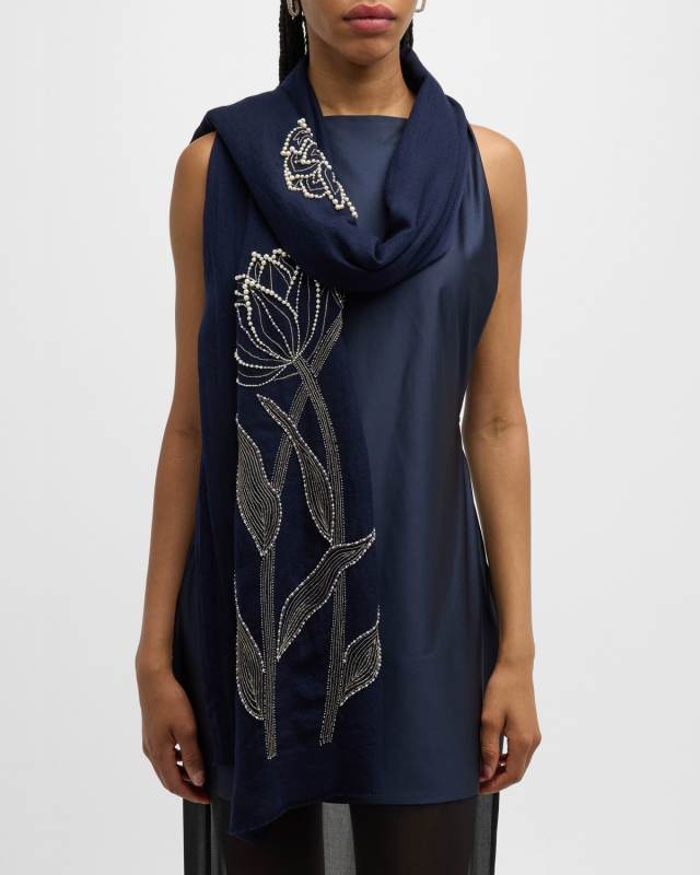 Marina Beaded Merino Wool Scarf