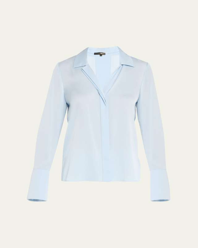 Liv Split-Cuff Stretch Silk Blouse