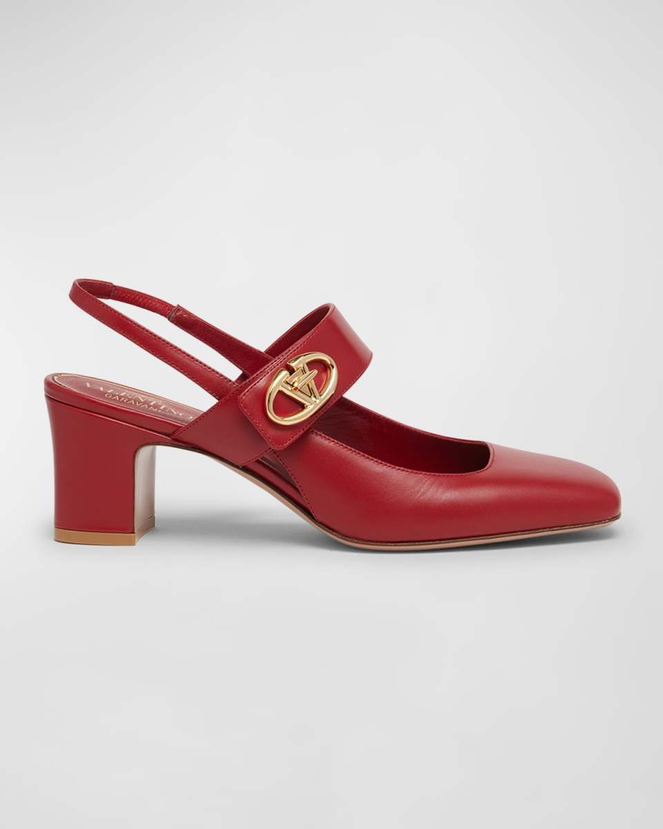 VLogo Medallion Slingback Pumps