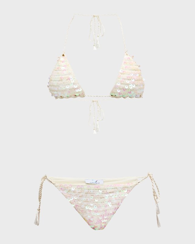 Hand-Crochet Sequin Two-Piece Bikini Set