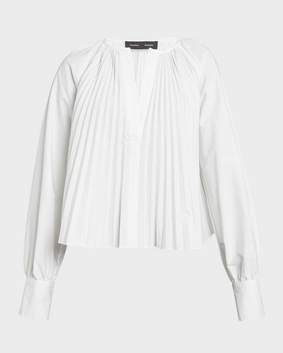 Monica Compact Poplin Pleated Blouse