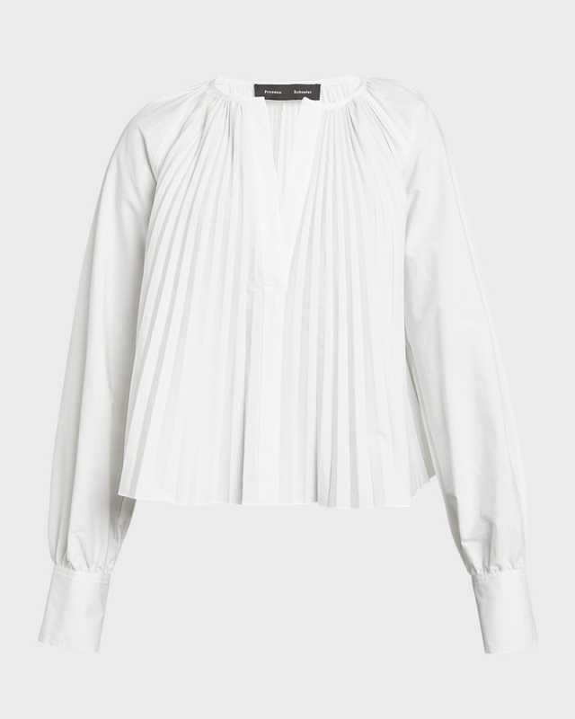 Monica Compact Poplin Pleated Blouse