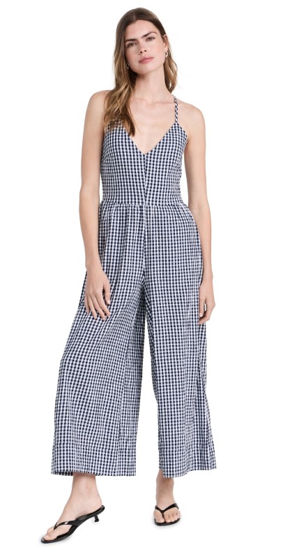 Splendid Gabrielle Gingham Jumpsuit Navy/White