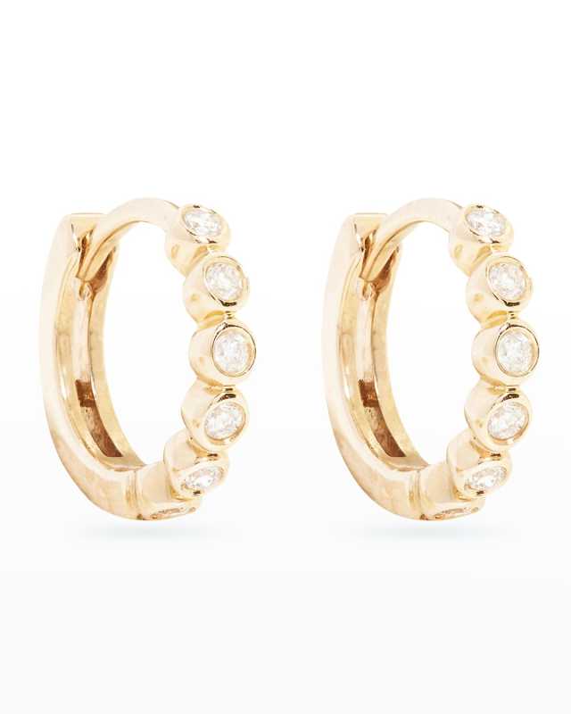 Bezel Diamond Huggie Earrings