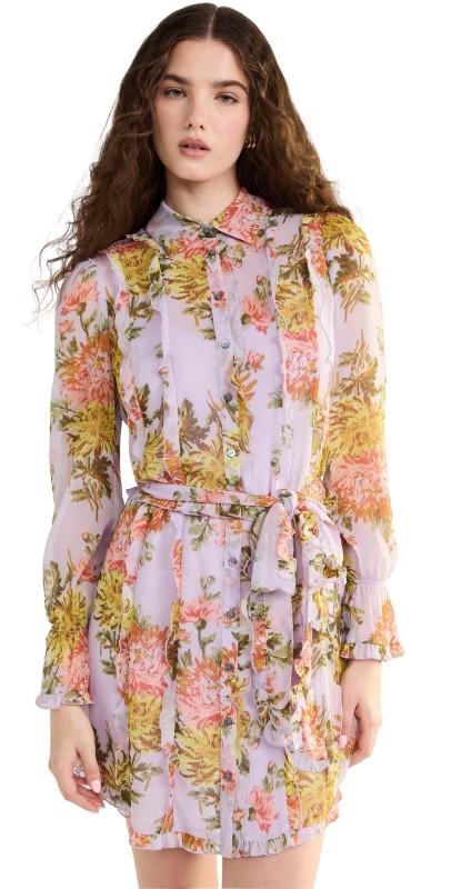 Cinq à Sept Faded Chrysanthemum Estelle Dress Lilac Multi