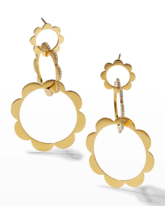 Trio Unity Earrings with Diamonds and 18k Gold