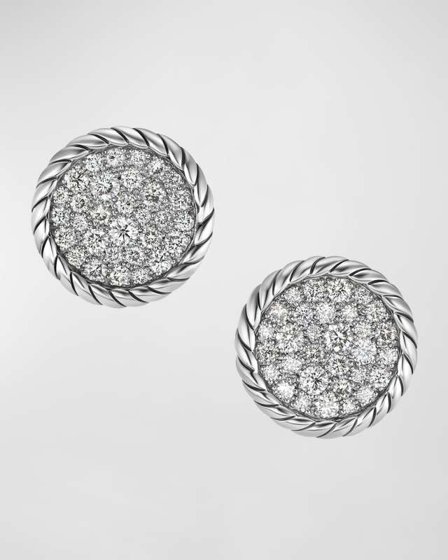 Elements Earrings with Diamonds in Silver, 0.5"