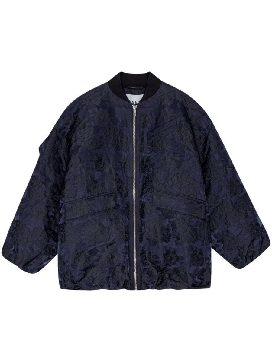 jacquard zip-up bomber jacket