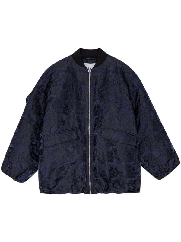 jacquard zip-up bomber jacket