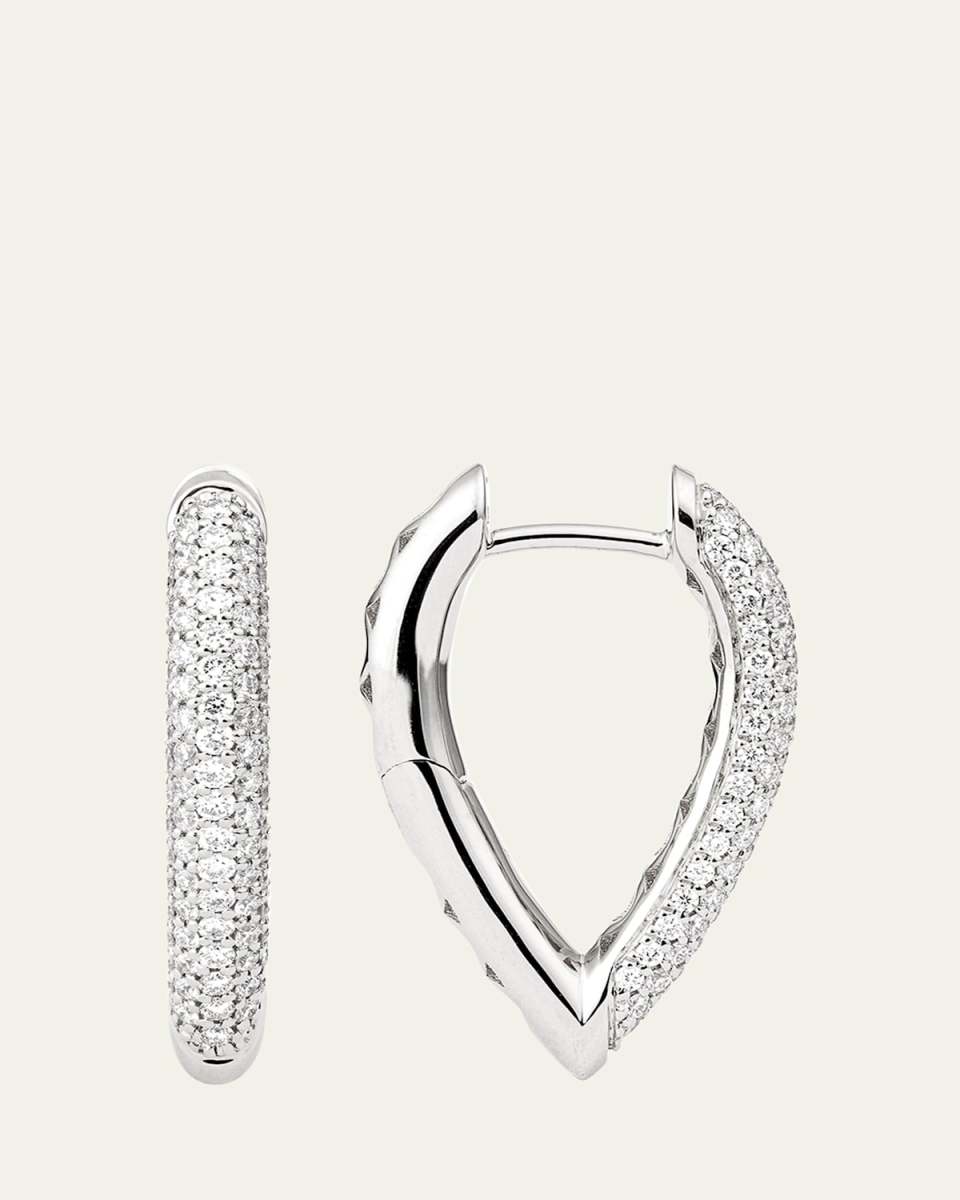 The Drop Link Earrings, Small, in White Gold and White Diamonds