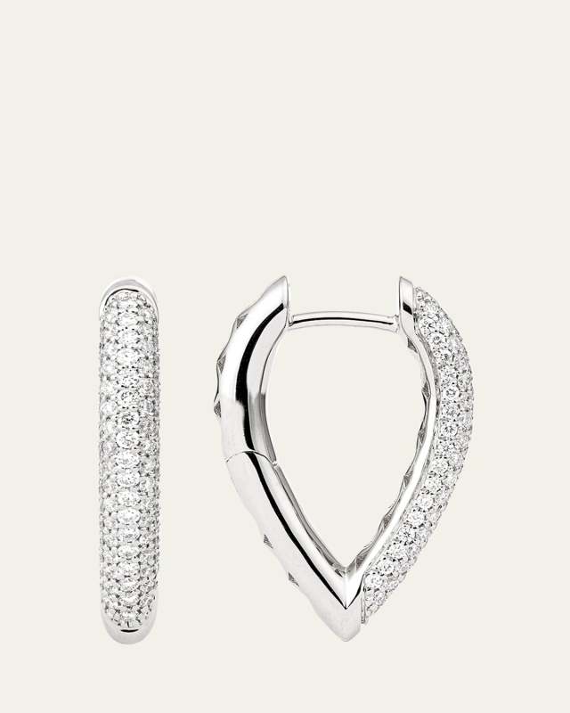 The Drop Link Earrings, Small, in White Gold and White Diamonds