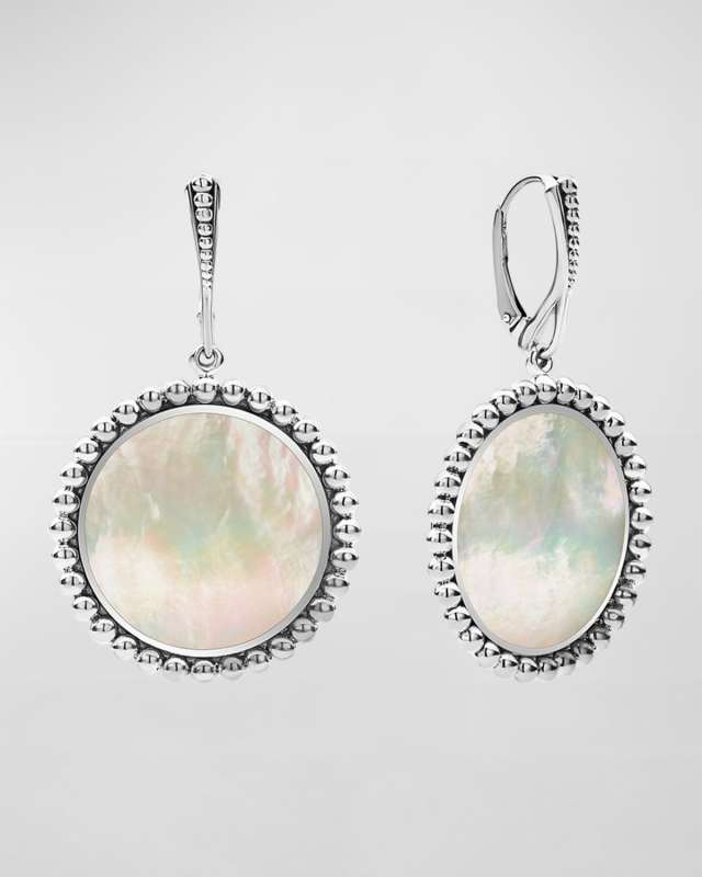 Maya Inlay Drop Earrings, Mother-of-Pearl/Onyx