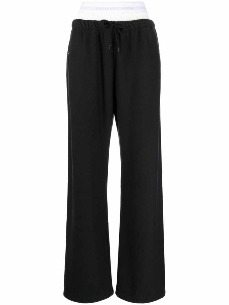 layered-design cotton track pants