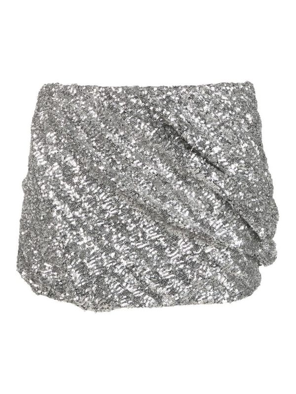 The Attico Jupe Midi - Argent