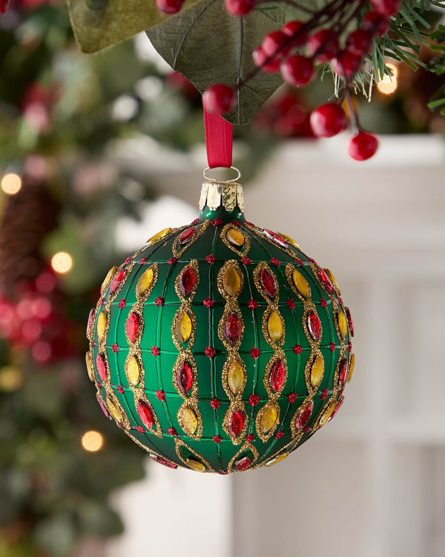 Embellished Matte Ball Christmas Ornament