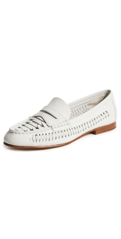 Veronica Beard Penny Woven Loafers Coconut