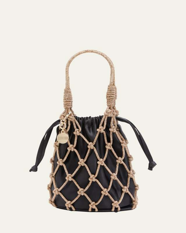 Sparkle Crystal Net Top-Handle Bag