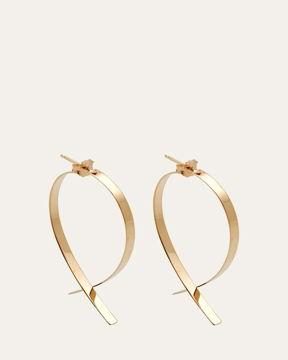 Medium Flat Wide Front-Back Upside Down Hoop Earrings, 46mm