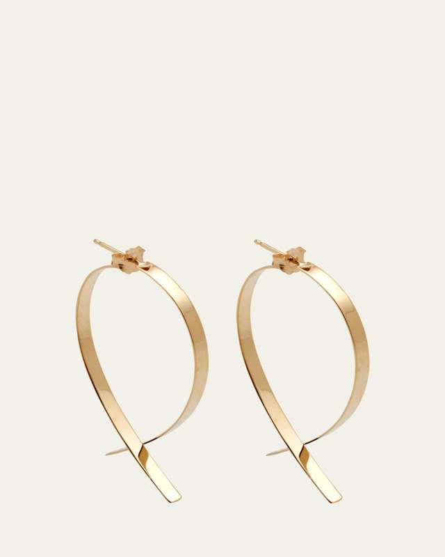Medium Flat Wide Front-Back Upside Down Hoop Earrings, 46mm