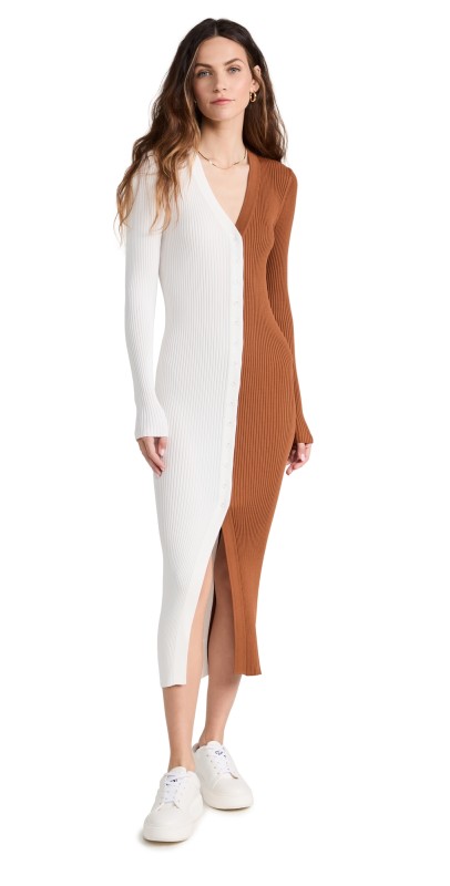 STAUD Shoko Sweater Tan/White