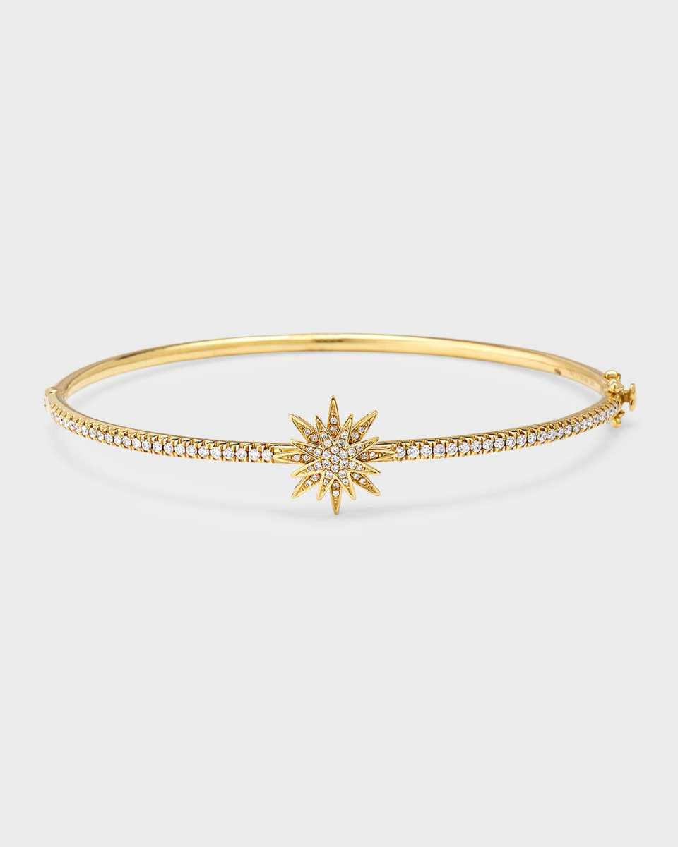 Sparkle 18K Yellow Gold North Star Diamond Bangle Bracelet