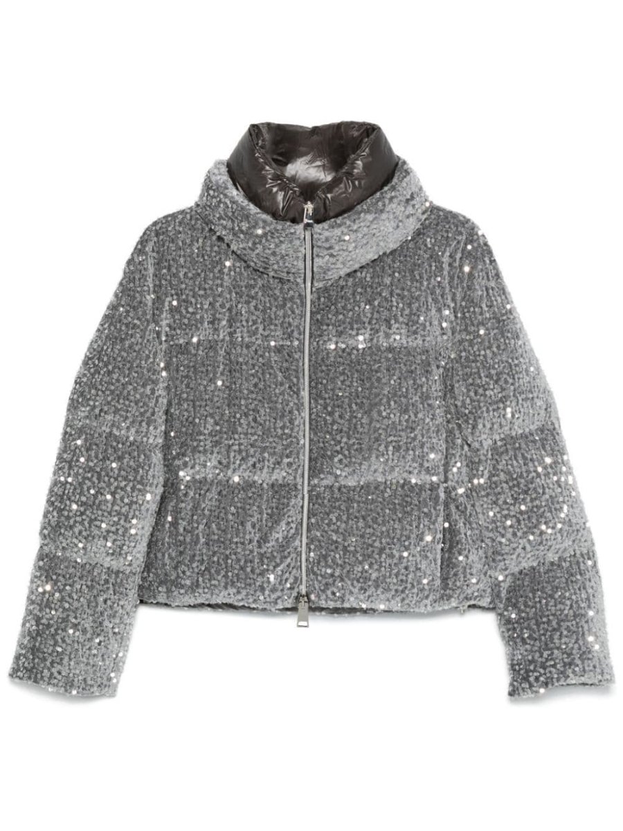 sequin-embellished padded jacket