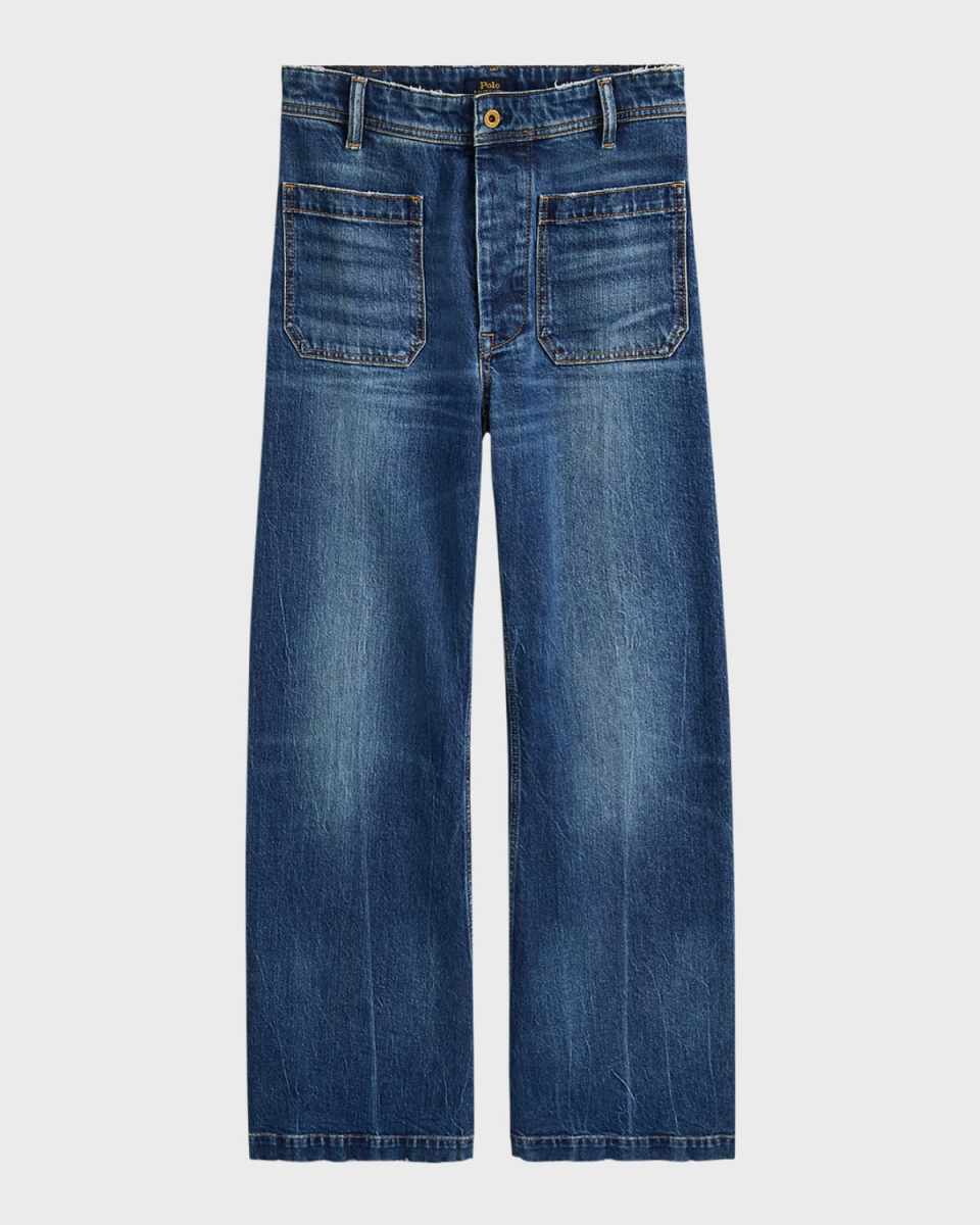 Stretch Cotton Wide-Leg Jeans