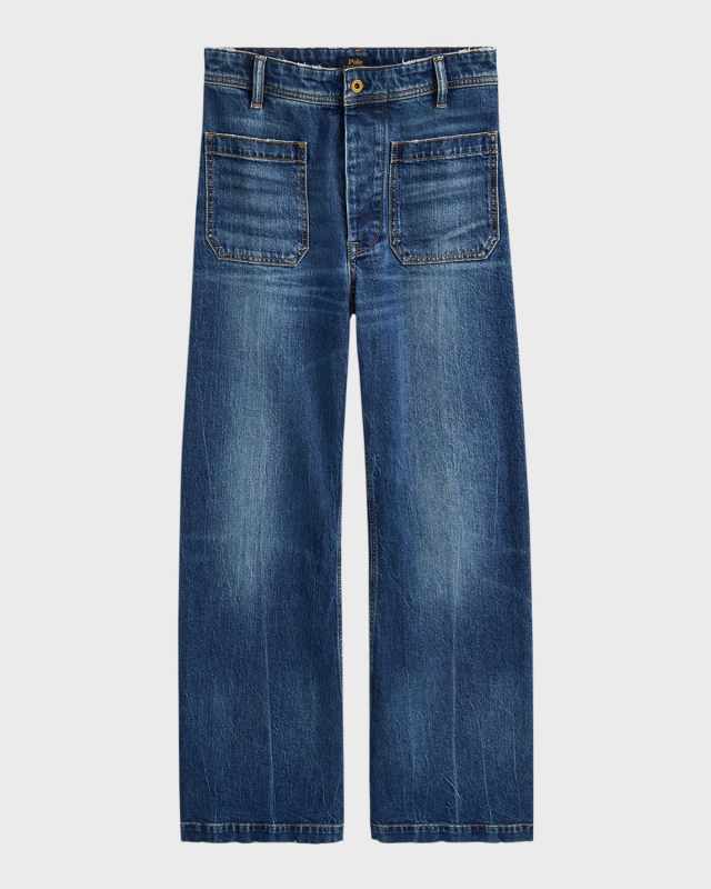Stretch Cotton Wide-Leg Jeans