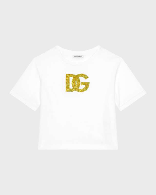 Girl's Embellished Interlocked Logo-Print T-Shirt, Size 4-