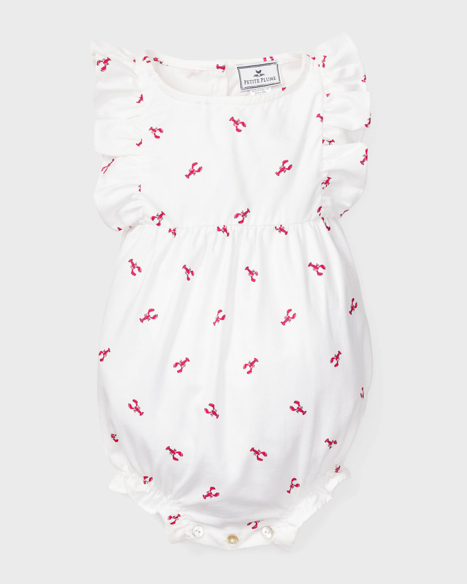 Girl's Brixham Lobsters Bubble Romper, Size Newborn-24M