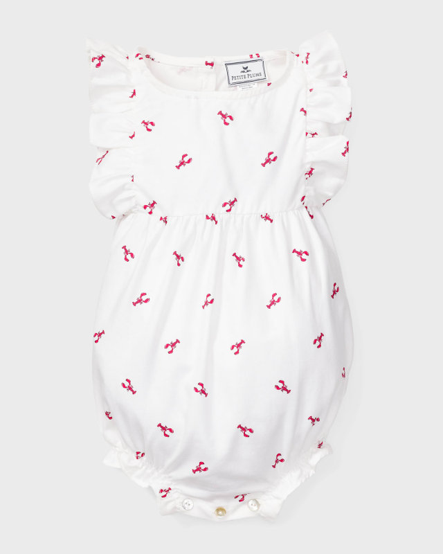 Girl's Brixham Lobsters Bubble Romper, Size Newborn-24M