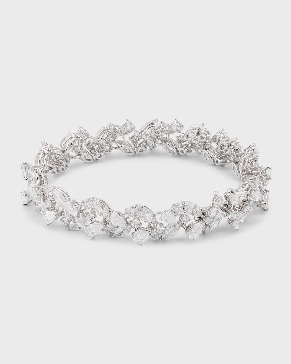 Lab Grown Diamond 18K White Gold Mixed Cut Bracelet, 7"L