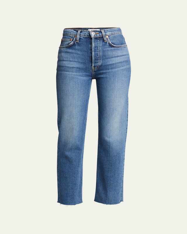 High-Rise Stovepipe Jeans with Raw-Edge Hem