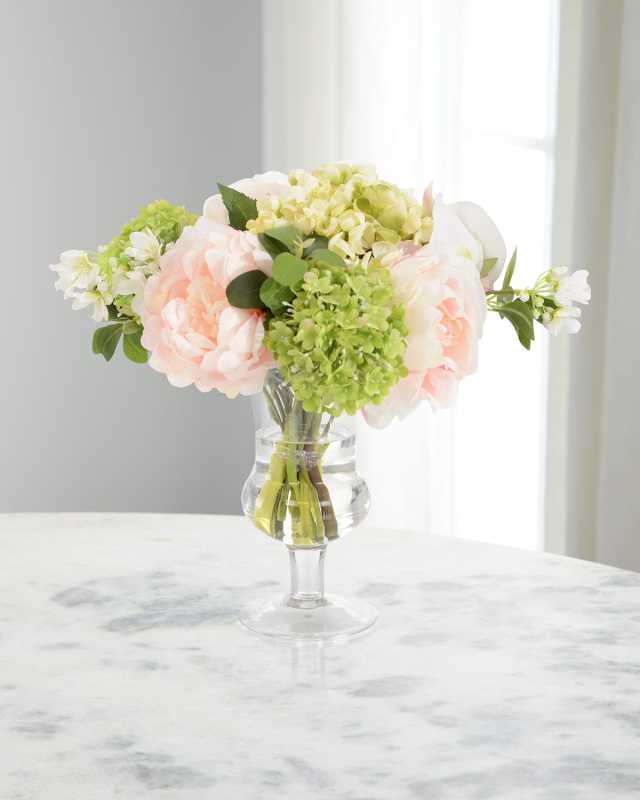 Blushing Orchid Garden 12" Faux Floral Arrangement in Glass Vase
