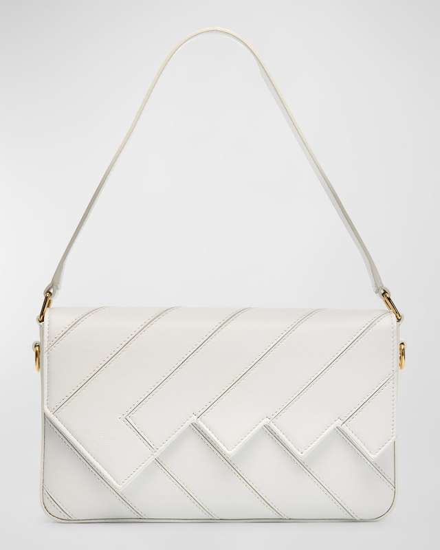 Large Flap Wave Leather Shoulder Bag