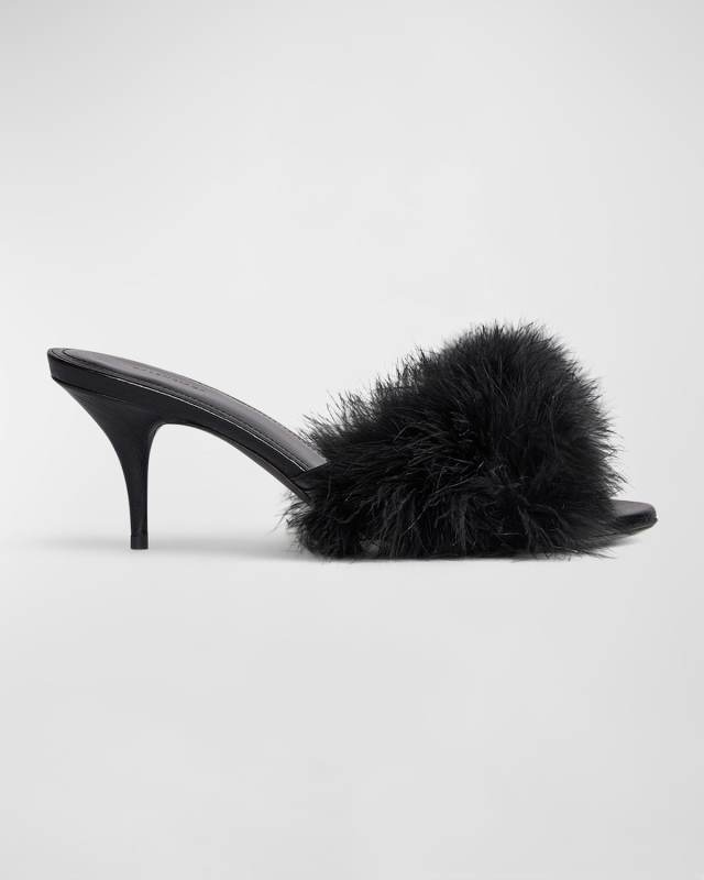 Boudoir Feather Mule Sandals