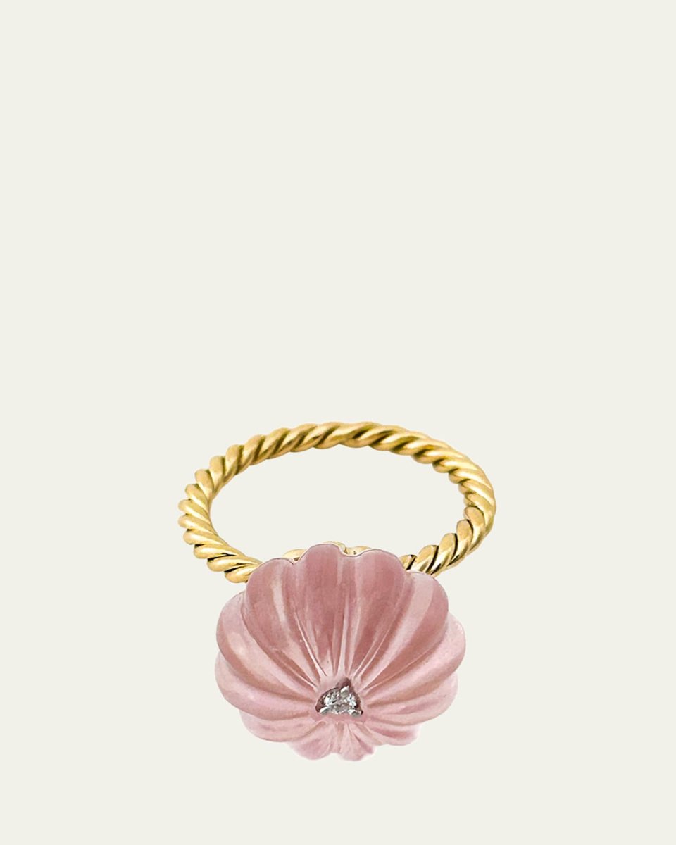 Venus Rose Quartz Diamond Ring, Size