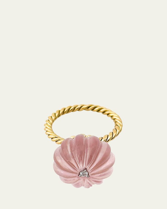 Venus Rose Quartz Diamond Ring, Size