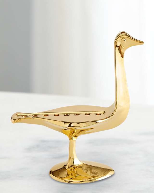 Brass Bird Hanukkah Menorah