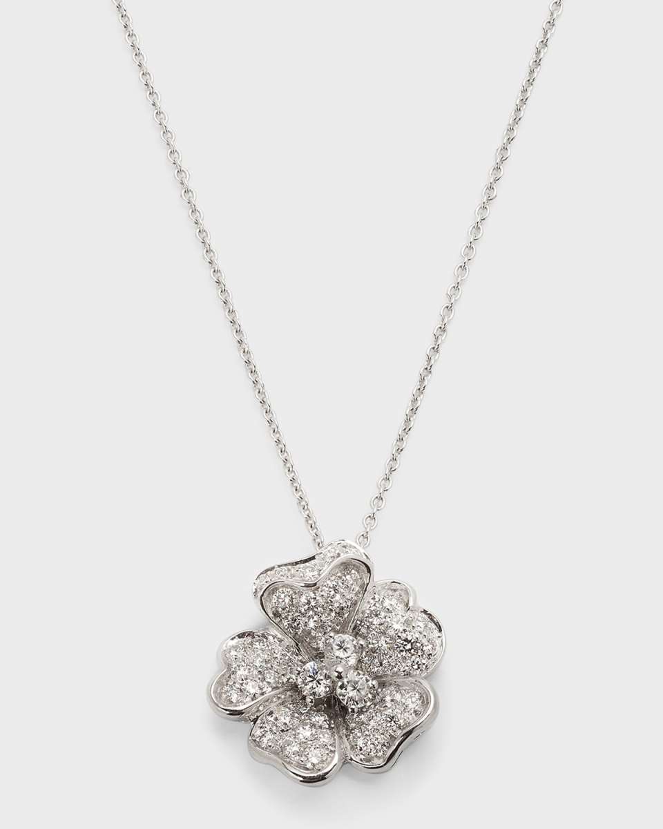 Iconic Flower 18k White Diamond Pendant