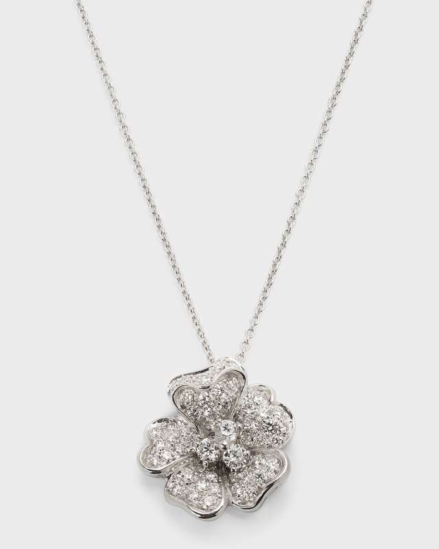 Iconic Flower 18k White Diamond Pendant