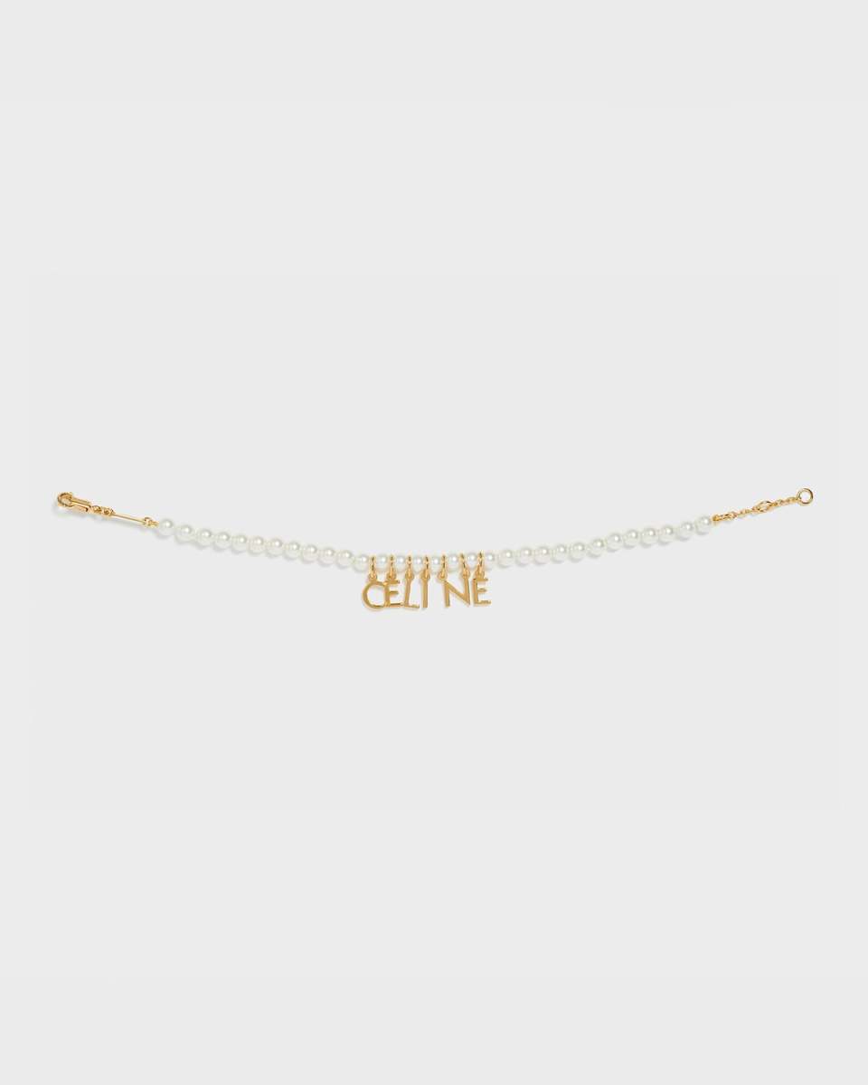Pearl Brass and Glass Bracelet