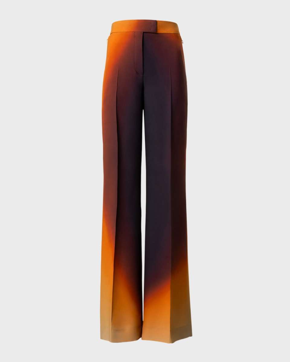 Fior Printed Voile Wide-Leg Pants