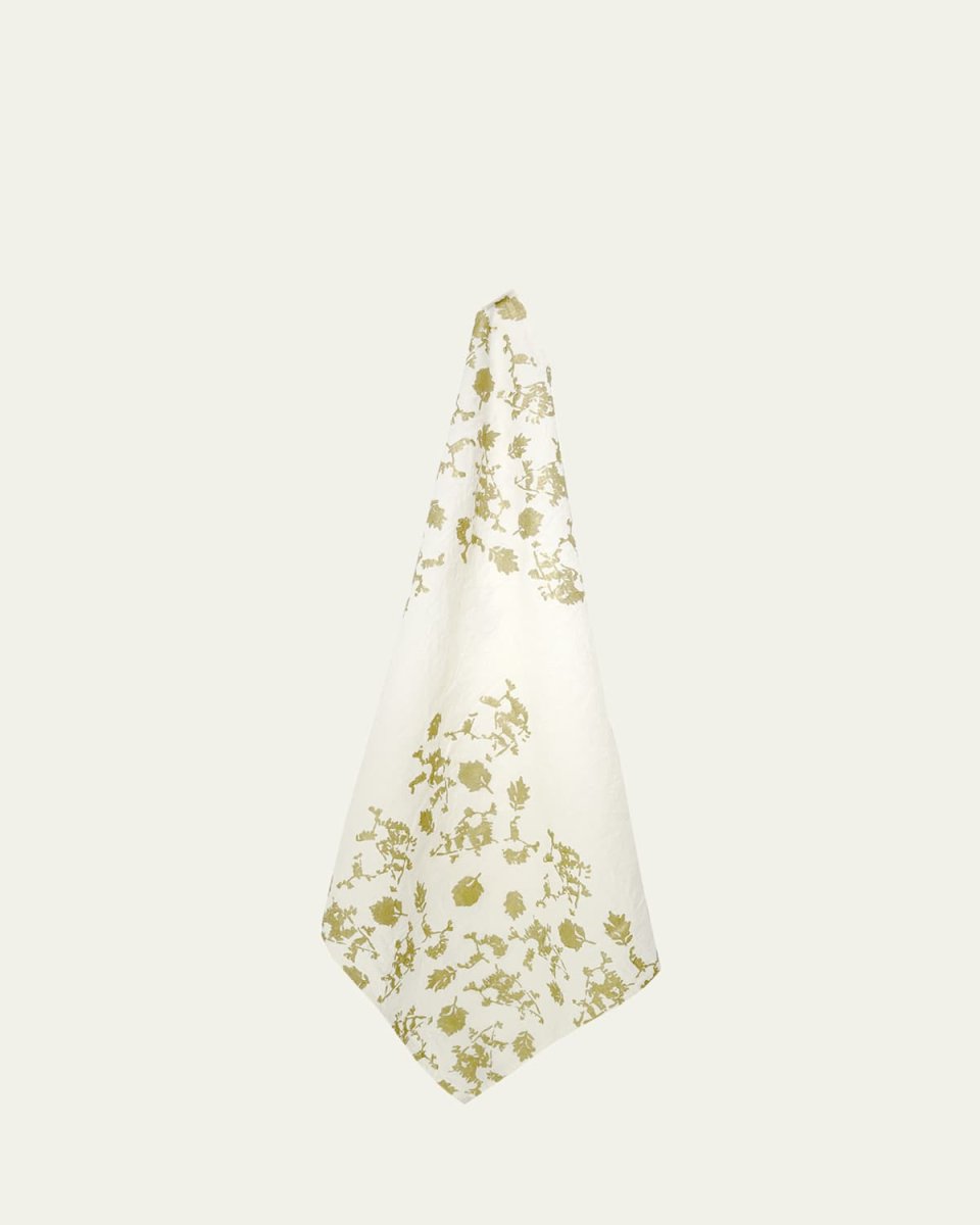 Foglia Gold Painted Linen Tea Towel