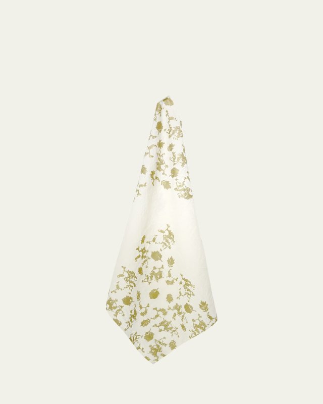 Foglia Gold Painted Linen Tea Towel