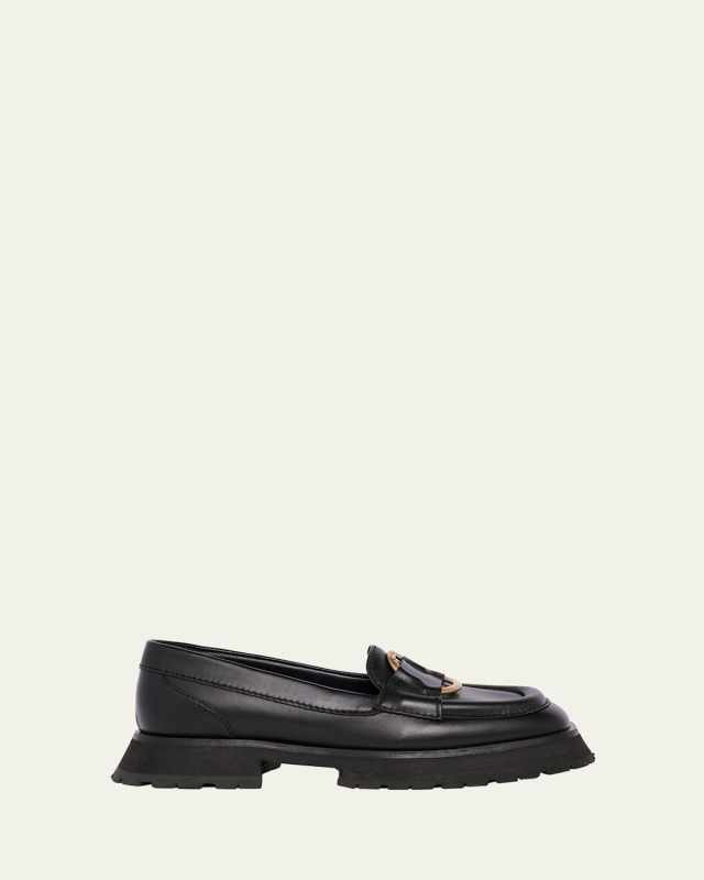 Bell Calfskin Logo Slip-On Loafers