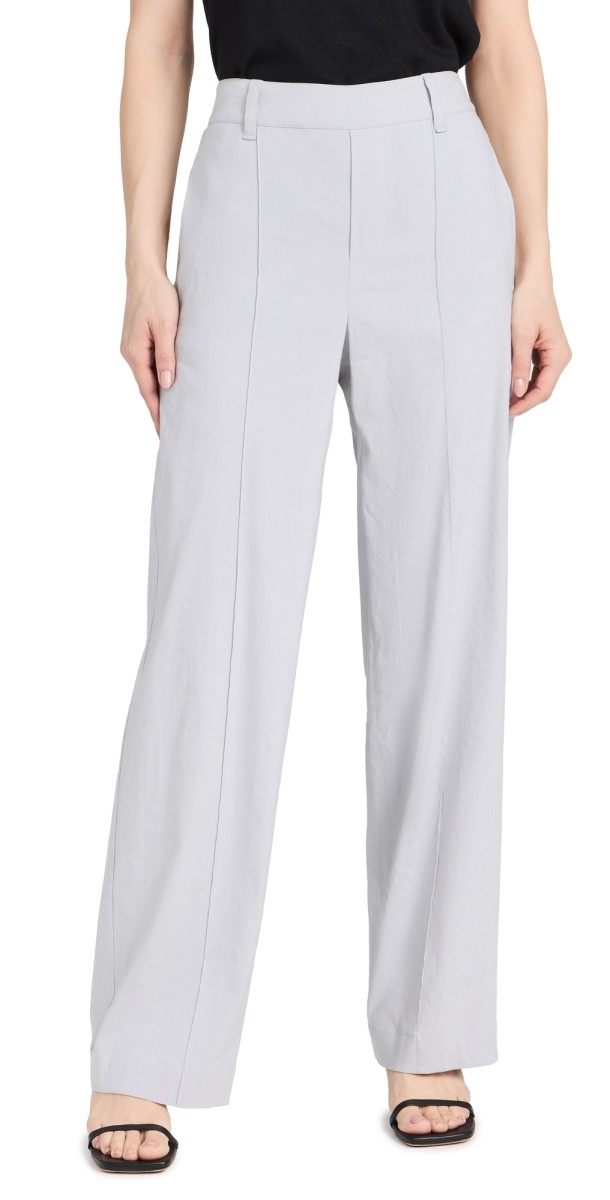 Vince High Waist Pull On Linen Trousers Lunar Dust