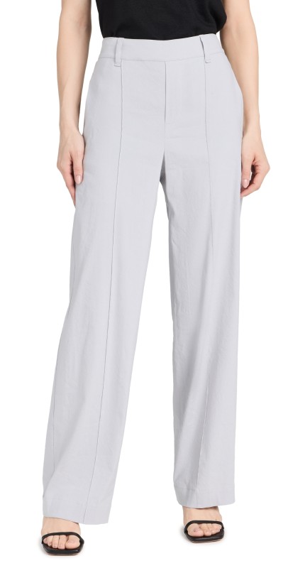 Vince High Waist Pull On Linen Trousers Lunar Dust
