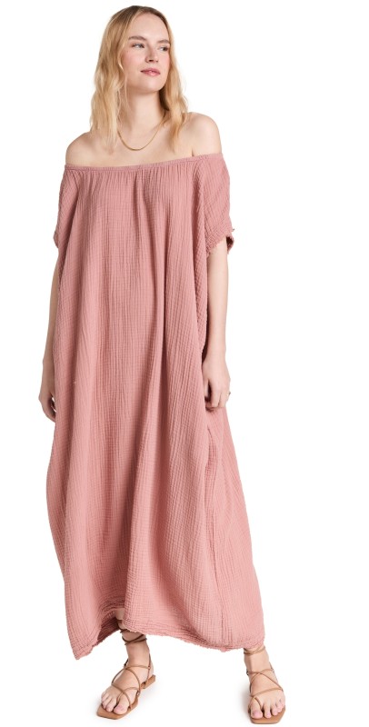 9seed Moonstone Off Shoulder Caftan Berry